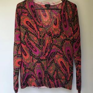 NWOT Paisley Pure Merino Wool Talbots Cardigan